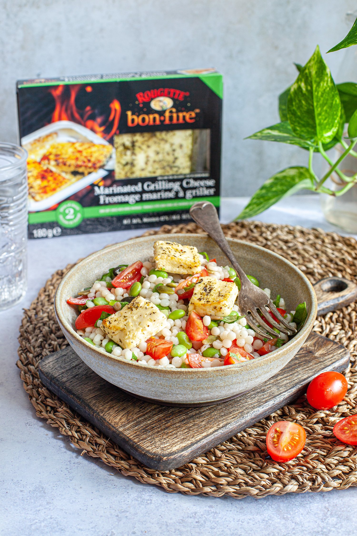 Recipe - Israeli couscous salad with grilled Rougette Bonfire cheese